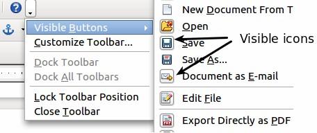 Figure 7: Selection of visible toolbar icons Right-click (context) menus You can quickly access many menu functions by right-clicking on a paragraph, graphics, or other object.