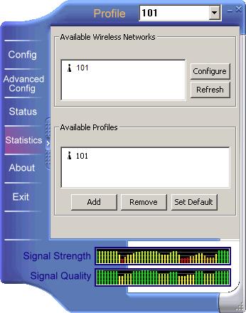 Chapter 2. Cardbus Adapter Utility Configuration This utilty provides tools for users to configure and diagnose the wireless network.