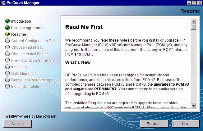 Figure 3. PCM Installation, Read Me First 2.