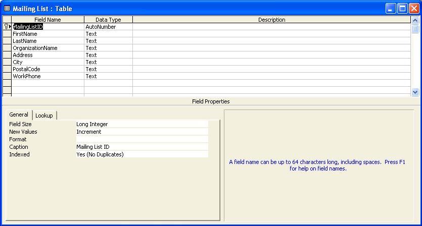 PAGE 15 - ECDL MODULE 5 (OFFICE XP) - WORKBOOK Click within the empty cell beneath the WorkPhone field and enter WebHomePage. Press the TAB key. By default the Text data type is selected.