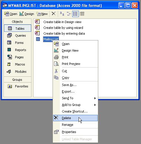 PAGE 16 - ECDL MODULE 5 (OFFICE XP) - WORKBOOK Save the table by clicking on the Save icon on the toolbar.