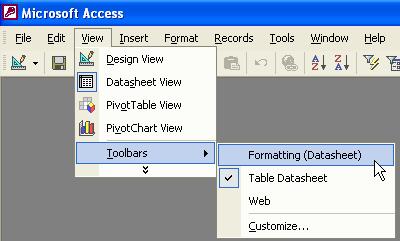 Display the Formatting Toolbar by selecting the option from the View menu as illustrated.