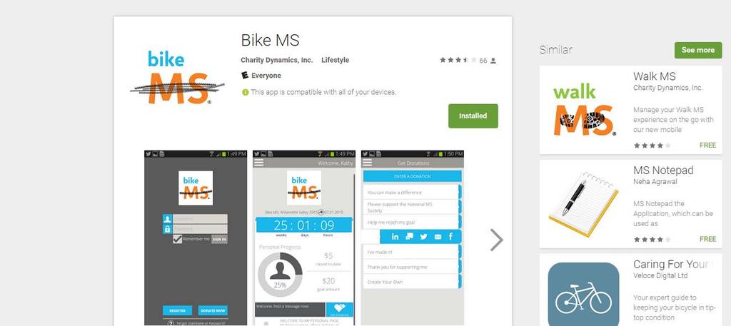 PARTICIPANT CENTER GUIDE 5 How to Fundraise with Mobile/Tablet Application Your Bike MS event fundraising can be done from the palm of your hand!
