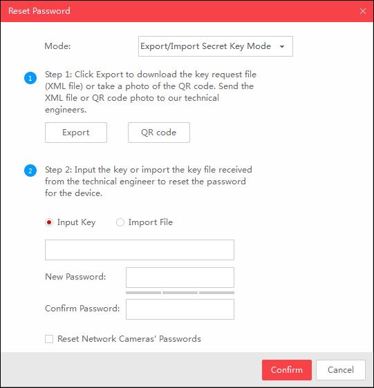 Figure 2-8 Reset Password by Entering Key 6. Enter the key received from the technical engineer. 7. Enter new password in text fields of New Password and Confirm Password.