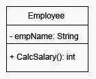 5. Click the Exhibit button. Which ActionScript class definition represents the UML class diagram? A. class Employee { private var empname:string; public function CalcSalary():int {... } B.