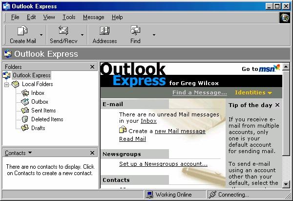 OUTLOOK EXPRESS EMAIL CHANGES Note: These instructions are valid for Windows 95/98/2000/XP 1. From the Windows Desktop double click on the Outlook Express icon.