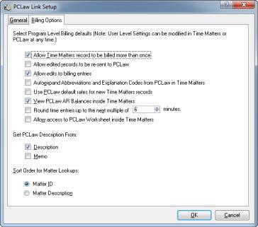 10.Click the Billing Options tab and select the Program Level billing defaults to use.