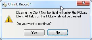 Clearing the Client ID indicates that you want to unlink the Contact altogether. You are prompted to confirm the action before it is completed.