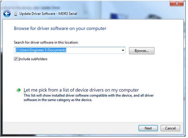 6. Select Browse my computer for driver software. 7.