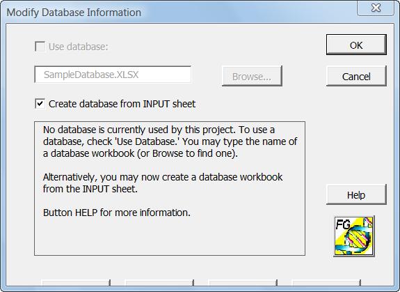 Check Use Database and Browse to find your linked database. Click Next to enter the Time Information dialogue and to complete the New Project Wizard operation.