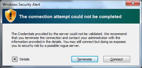 Click Connect to accept the Security Alert The connection to eduroam is established.