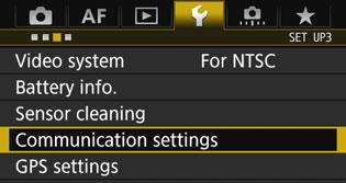 Synchronizing the Time Steps 1 to 5 are the same on the master and slave cameras. 1 2 3 Select [Communication settings].