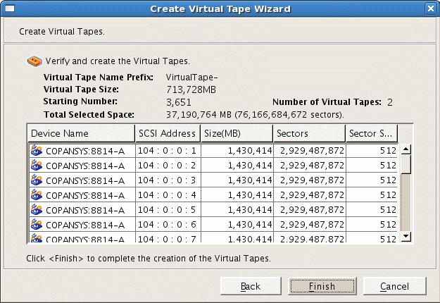 COPAN TM VTL for DMF Quick Start Guide Figure 3-12 Verify and Create Tapes 6. Click OK to complete the step. 7.