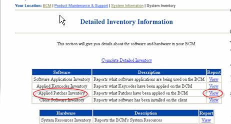 select Maintenance then: System Information Detailed Inventory Applied
