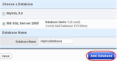 Step 2 Click Add a new database. Step 3 Choose MSSQL Server as the database type, and enter a name for the new database.