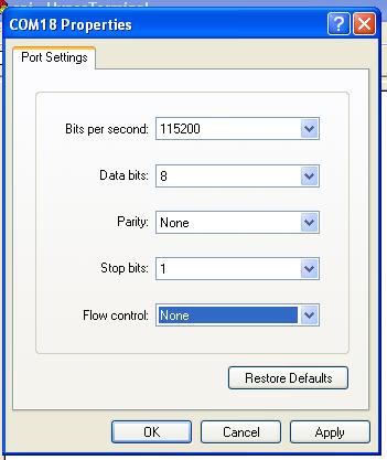 Configure the port settings as shown and