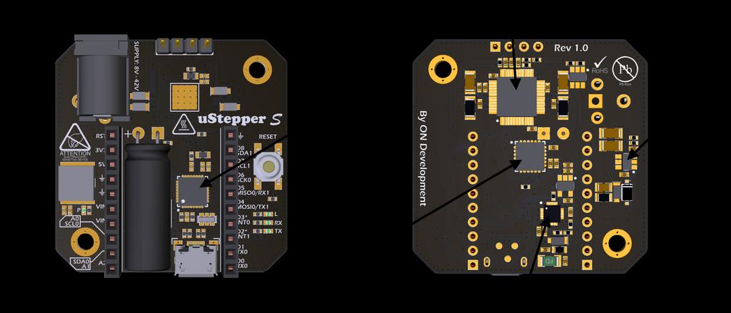 ustepper S features ustepper S has the following highlighted features: Compact design, fitting on the back of a NEMA 17 size stepper motor (41.8 mm x 41.