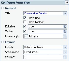 The Configure task panel is displayed, showing the properties of the selected element, for example, the element title, whether it has a