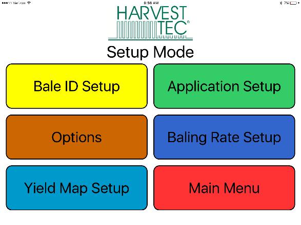 Setting Up the System for initial use with the ipad Large Square Balers In this mode you will setup your initial application rate and baling rate.
