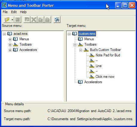 Menu and Toolbar Porter creating a partial menu The Menu and Toolbar Porter will allow you to migrate 3 types of files.