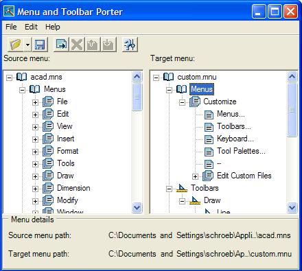 Menu and Toolbar Porter: This tool has been around for a while. But for AutoCAD 2005 it has been updated and now allows for drag and drop.