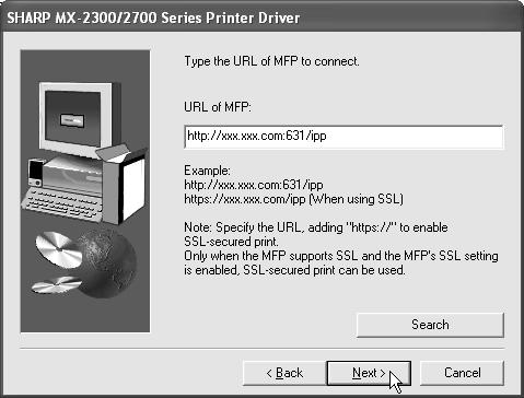 If the IPP port number for SSL has been changed on the machine, enter the new port number.