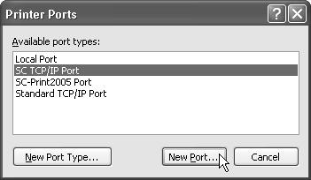 CHANGING THE PORT 4 Select [SC TCP/IP Port] and then click the [New Port] 5 Create the new port.