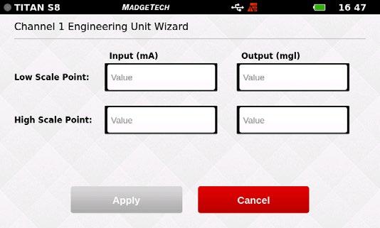 USER INTERFACE Setting Up Engineering Units Enter the unit of measurement and abbreviation.