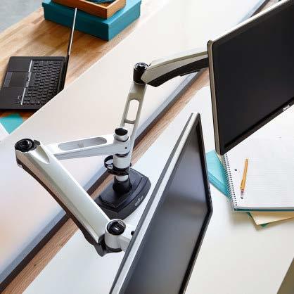 SINGLE MONITOR ARM SKU V303 DUAL MONITOR ARM SKU V304 VARIDESK standing desk monitor arms let you position your monitors wherever you need them so you can work in ergonomic comfort.