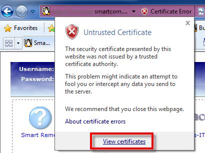 You will get a Certificate Error. Click on Continue to this Website.