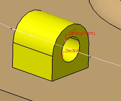 Select the circular edge as shown to define the second profile. Make sure the Closing Point arrow matches the picture.