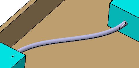 Select the sketch of the circle to define the Profile and select the spline to define the Center curve. Select OK. The rib is created as shown.