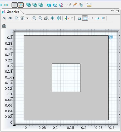 4. To create a hole inside the larger square select both squares using the Ctrl key and press the Difference button on the toolbar.