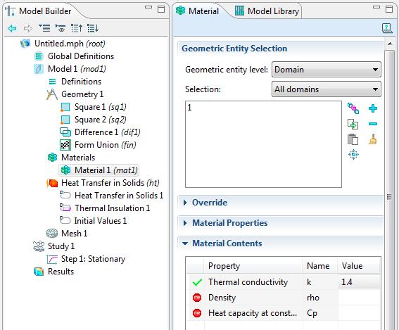5. In the MB tab right click Material and select Material. In the Material tab enter 1.