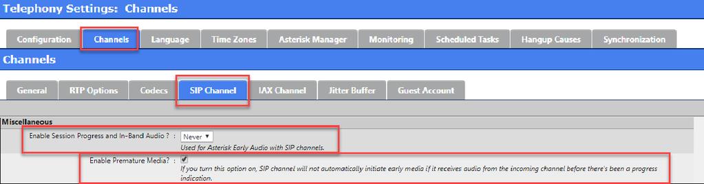 Incoming Lines SIP In-Band Progress Pre-requisites Enable Session Progress and In-Band Audio must be set to