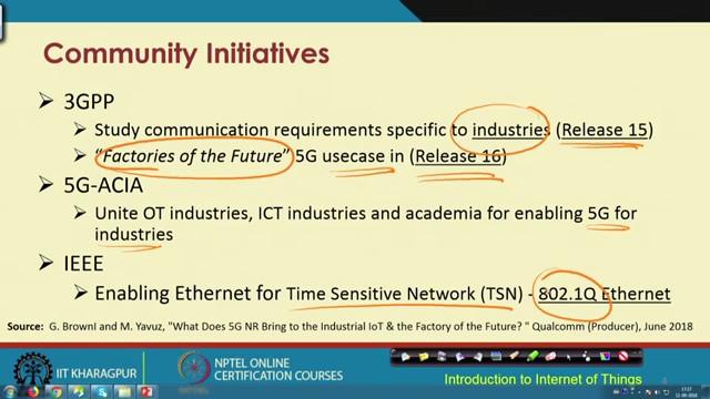 (Refer Slide Time: 05:59) So, we will look at different protocols there have been different community initiatives for example, the 3GPP which has different religious catering to industrial