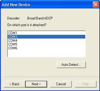 Select the COM port that the device is connected to. Only the communication ports installed and available on your system will be displayed. If you are unsure of the setting, use Auto Detect.