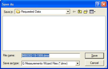 On the Q Measurements Wizard screen, click Save As to save the