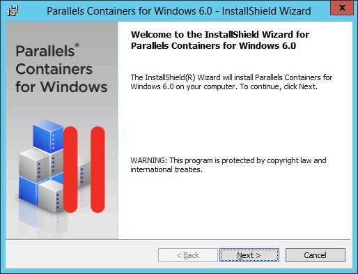Clicking the Next button will display the Parallels end user license agreement that you must accept to be able to install Parallels Containers for Windows.