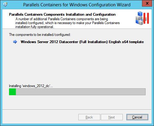 Once the Parallels Containers for Windows program files are installed, the Container Services Configuration windows appears.