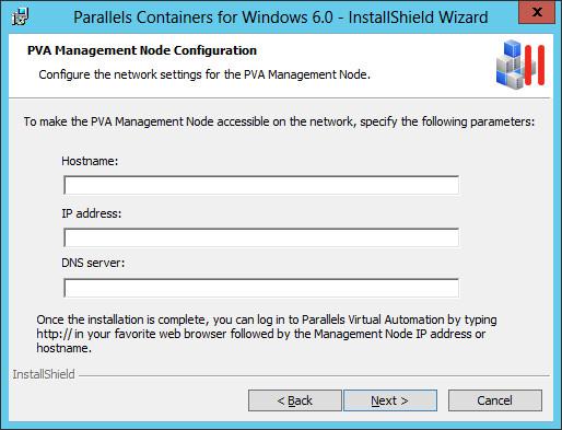 Virtual Automation. Without the agent installed, you will not be able to connect to your Node using Parallels Virtual Automation. Create a Container and install PVA Management Node in it.