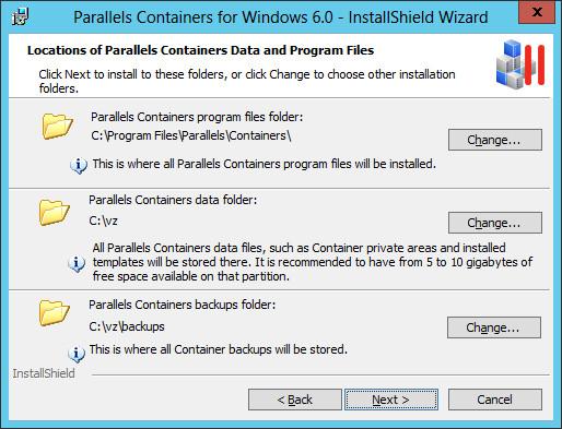 During the upgrade, all folders are updated in accordance with the Parallels Containers for Windows 6.0 state.