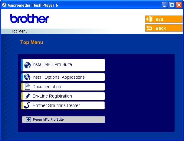 Supplied CD-ROM MFL-Pro Suite 1 Supplied CD-ROM MFL-Pro Suite Start Here OS 9.1-9.2 Install MFL-Pro Suite You can install the MFL-Pro Suite software and multifunction drivers.