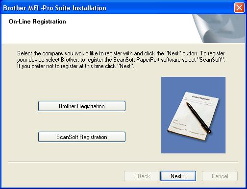 18 When the Brother MFL-Pro Suite Software License Agreement window appears, click Yes if you agree to the Software License Agreement. 22 Click Finish to restart your computer.