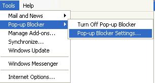(4) Pop-up Blocker Settings If an application is hidden from the screen, WindowsXP SP2 or Google tool bar etc. may be hidden by Pop-up blocker function from the screen. If Block Count 1, etc.