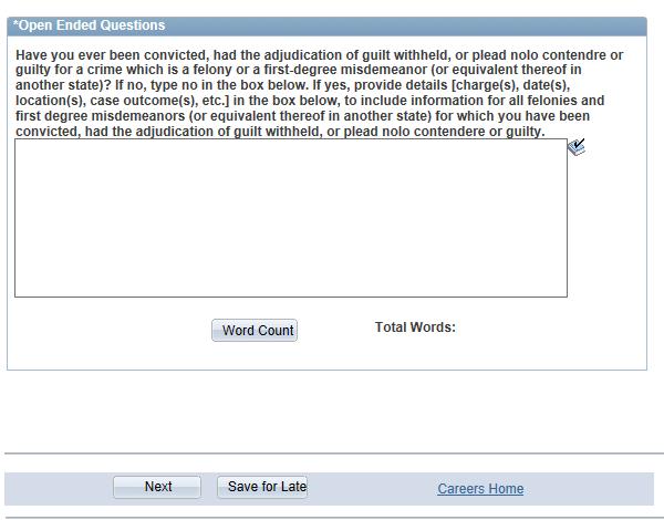 Step 12: Self Identification Details/Terms and Agreement Read the information on the Submit Application page carefully.