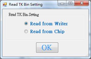 By Selecting this icon, user is able to retrieve the Bin setting from or IC chip. Retrieving information from the IC chip will not affect setting.