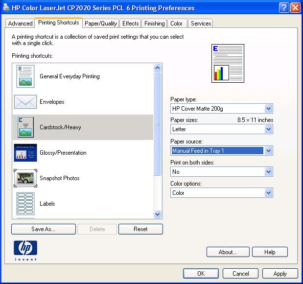 Use printing shortcuts Use a printing shortcut Open the printer driver and click the