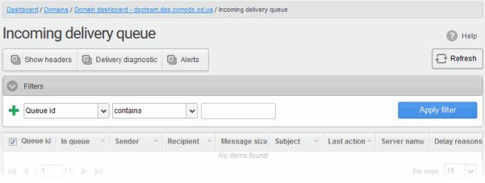 Use the 'Filter' option to search queued emails Click