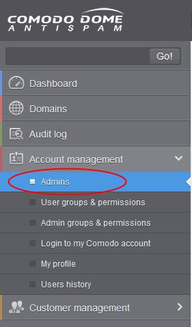 3.2.3.1 Administrators In this interface, an administrator with appropriate privileges can add new administrators, delete existing administrators, set permission levels as well as edit the login